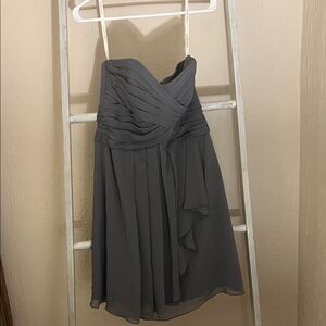 David's Bridal Strapless Gray Dress